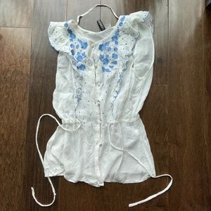 H&M Blouse with Blue Floral Detail. Size 8.